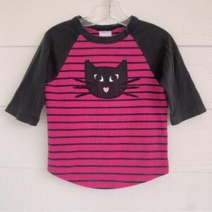 🖤💗 Hanna Andersson Pink and Black 3/4 Length T-Shirt Girls Size 4, 100 cm